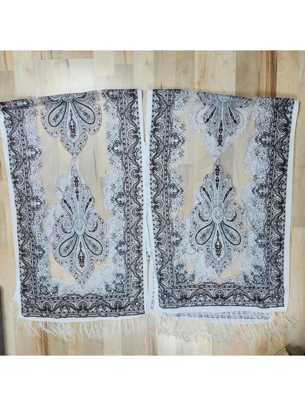 Boho Sheer Paisley Kimono Duster Fringe Hem Lightweight Layering Top
